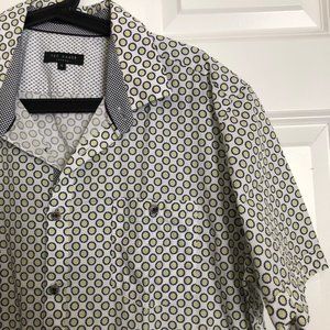 Ted Baker White Patterned Short Sleeve Button Down Shirt